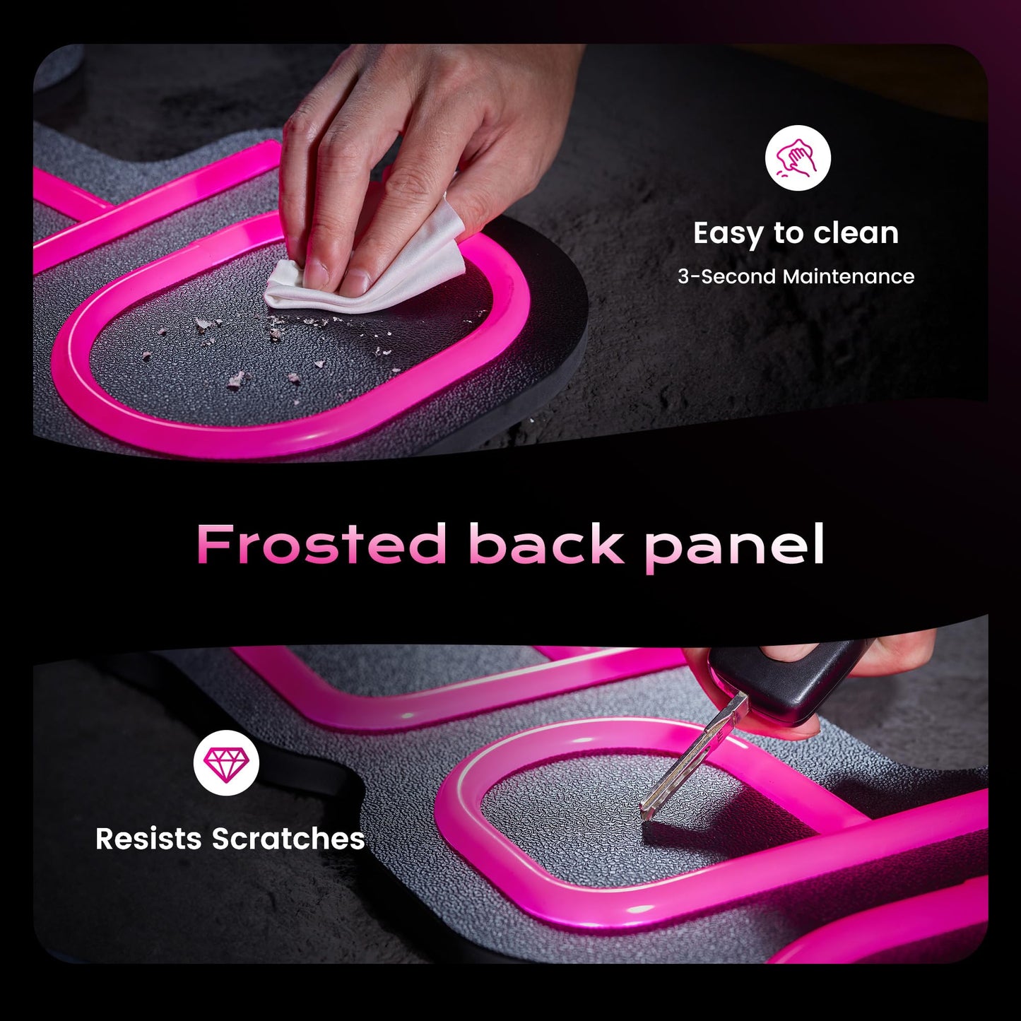24 inch Neon Open Signs for Business, Open Sign with Textured Backboard LED Anti-Scratch Easy Dedust Neon Light for Business(Pink)