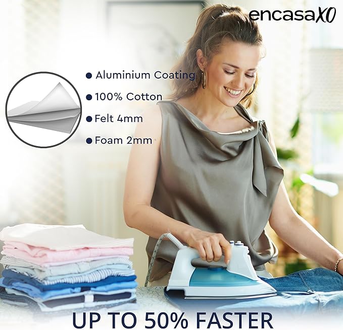 Encasa XO Ironing Board Cover and Pad 54"x15" - 4mm Felt & 2mm Foam Metallized