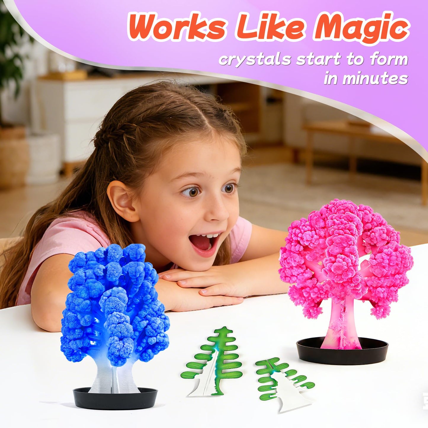 24 Pcs Growing Crystal Trees Bulk with Cards for Kids STEM Science Experiment Kit Party Favors Classroom Prizes Goodie Bags Stuffers Gifts Exchange for Boys and Girls