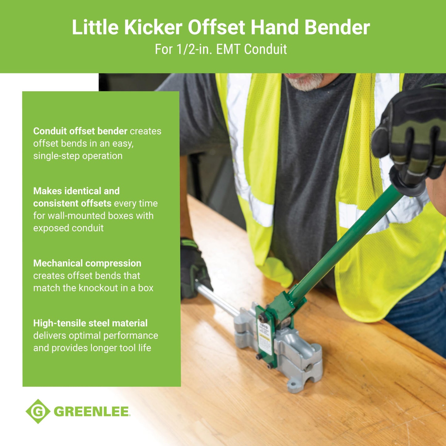 Greenlee 1/2" EMT Offset Hand Bender & Klein 1/2" EMT Aluminum Conduit Bender with Angle Setter