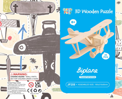 Georgie Porgy 3D Wooden Puzzles DIY Models Kits for Kids Dinosaur Airplane Woodcraft Construction Toy Pack of 6 (Airplanes Cars Yacht)