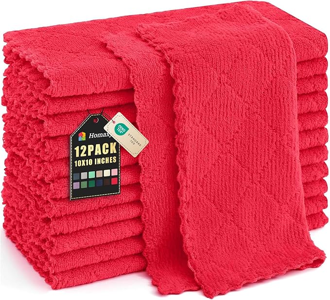 Homaxy 12 Pack Kitchen Dish Cloths, Super Soft and Absorbent Coral Velvet Dish