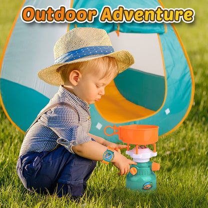 FUN LITTLE TOYS Pop Up Play Tent with Camping Gear and Tools Set, Outdoor Toys for Kids