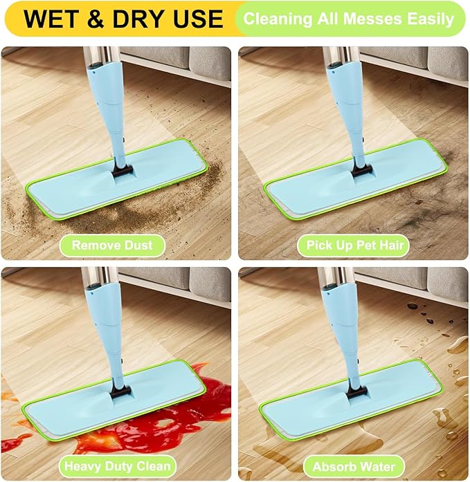 16.5 inch Reusable Mop Pads Microfiber Spray Mop Replacement Heads