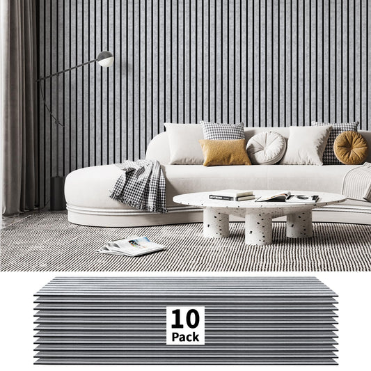 Art3dwallpanels 10 Pack Acoustic Panels, 48" X 12" X 0.43" Soundproof Wall Panels, Self Adhesive High Density Sound Absorbing Acoustic Treatment for Recording Studio, Office, Grey and Black