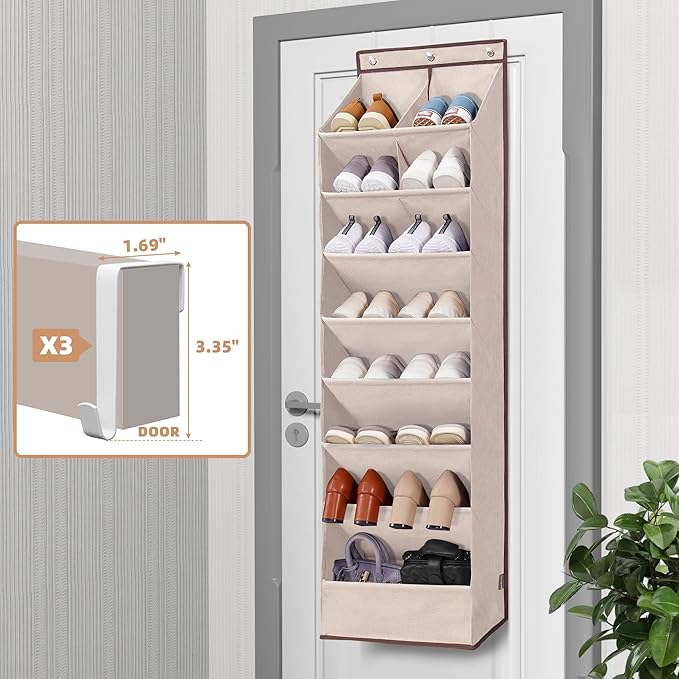 STORAGE MANIAC Over the Door Shoe Organizer Heavy-Duty Large Deep Pocket
