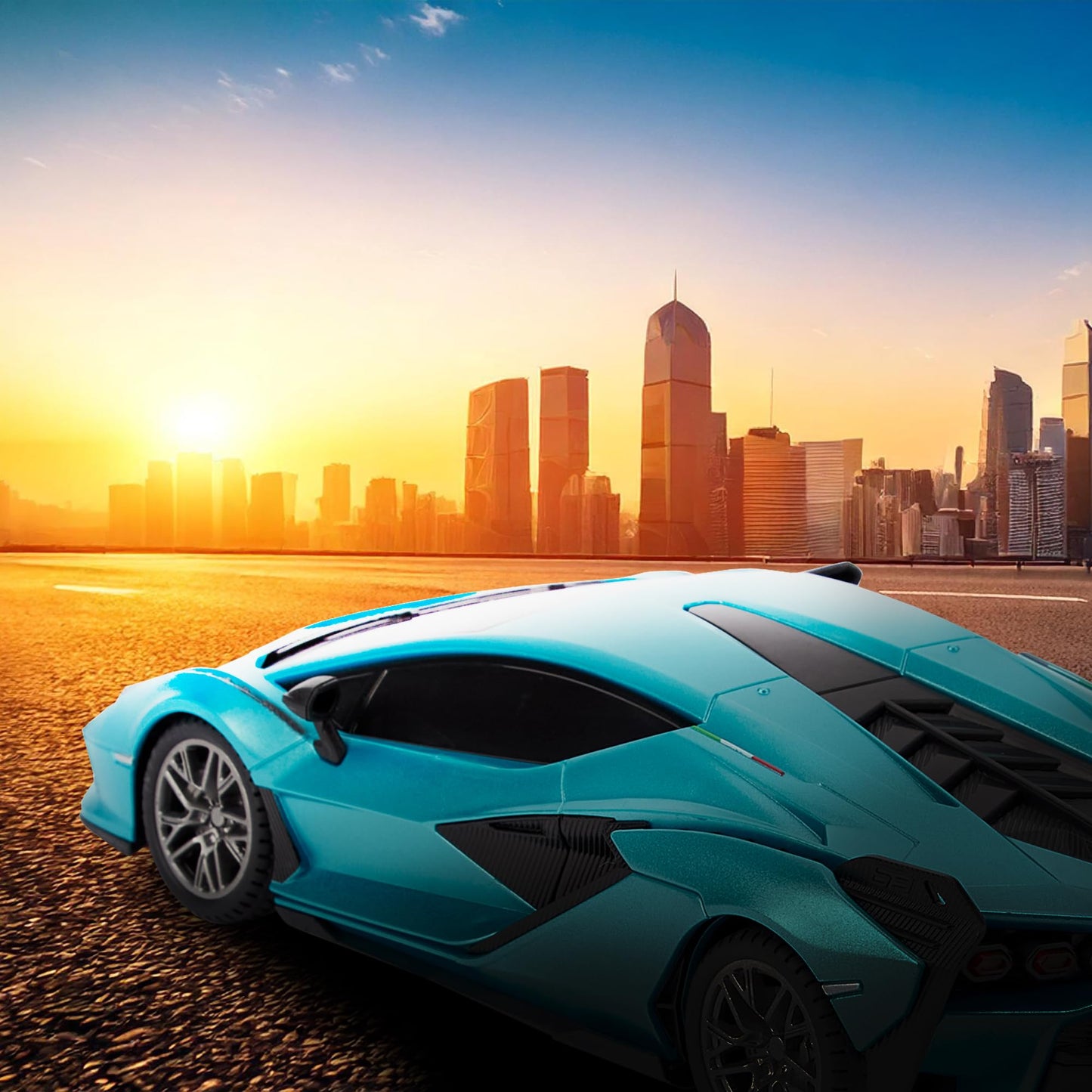 1:24 Scale Officially Licensed RC Lamborghini Sián FKP 37, Blue Lambo Sport Racing Hobby Toy Car Model Vehicle for Boys Girls and Adults Gift