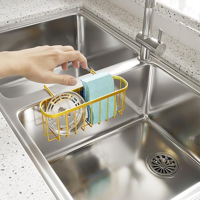 SWTYMIKI Sponge Holder for Kitchen Sink, Kitchen Sink Caddy Rustproof Sponge