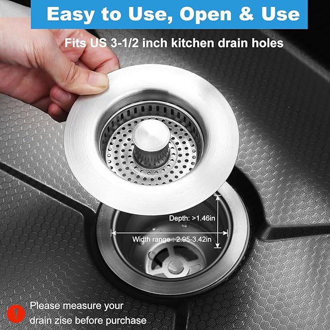 2 Pack Kitchen Sink Drain Strainer & Stopper