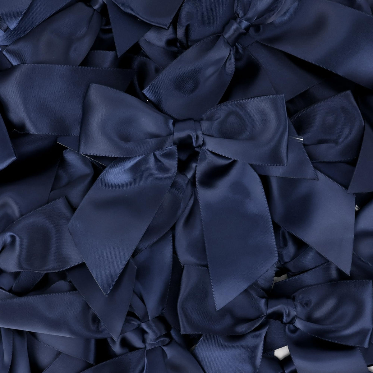 AIMUDI Navy Satin Ribbon Twist Tie Bows for Treat Bags 4.5" Pre-Tied Navy Blue Bows for Christmas Tree Blue Ribbon Bows for Crafts Premade Bows for Gift Wrapping Baby Shower Party Favors - 36 PCs