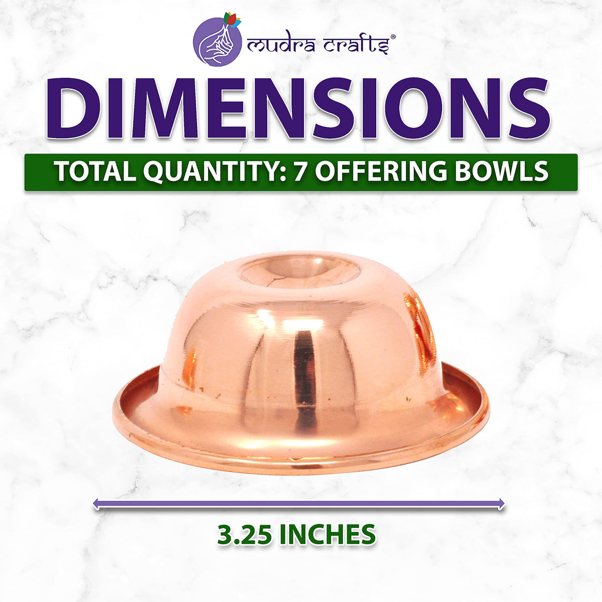 Mudra Crafts Brass Copper Offering Bowl Set of 7 Tibetan Buddhist Alar Supplies for Meditation Yoga Burning Incense Ritual Smudging Decoration 3.25 Inches Copper Tone