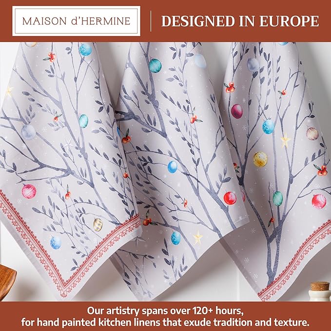 Maison d' Hermine Kitchen Towels Set of 3 100% Cotton 20" x 27.5" Reusable