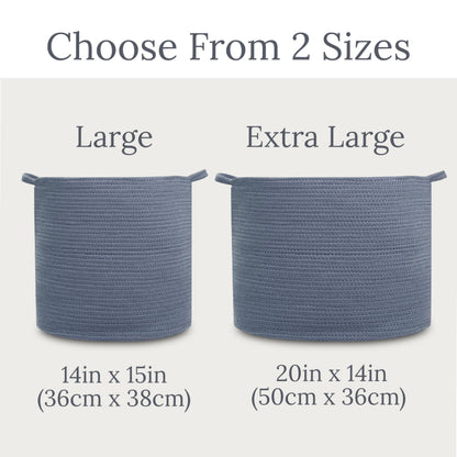 Natemia Large Woven Storage Basket (15" x 15" x 14") - Baby & Toy Organizer, Blanket Basket, Perfect Baby Registry Gift