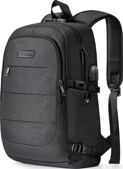 Tzowla Laptop Travel Backpack Mens Womens Water Resistant Anti-Theft Bag with USB Charging Port and Lock 15.6 Inch Computer Business Backpacks for School Work College Gift,Casual Daypack-Black