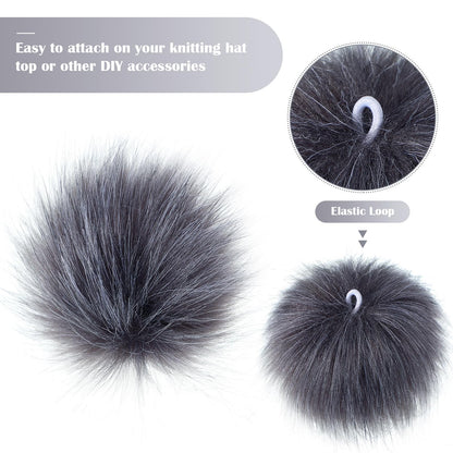 Tatuo 16 Pieces Faux Fur Pom Ball DIY for Hats Shoes Scarves Bag Pompoms Keychain Charms Knitting Hat Accessories(Dark Gray)