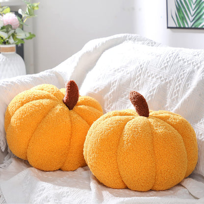 Queekay 2 Pcs Simulated Pumpkin Pillow Plush 3D Cushion Fall Halloween Decoration Pumpkin Stuffed Throw Pillow for Autumn Thanksgiving Christmas Home Sofa(Ginger,11 x 9.5 inch)