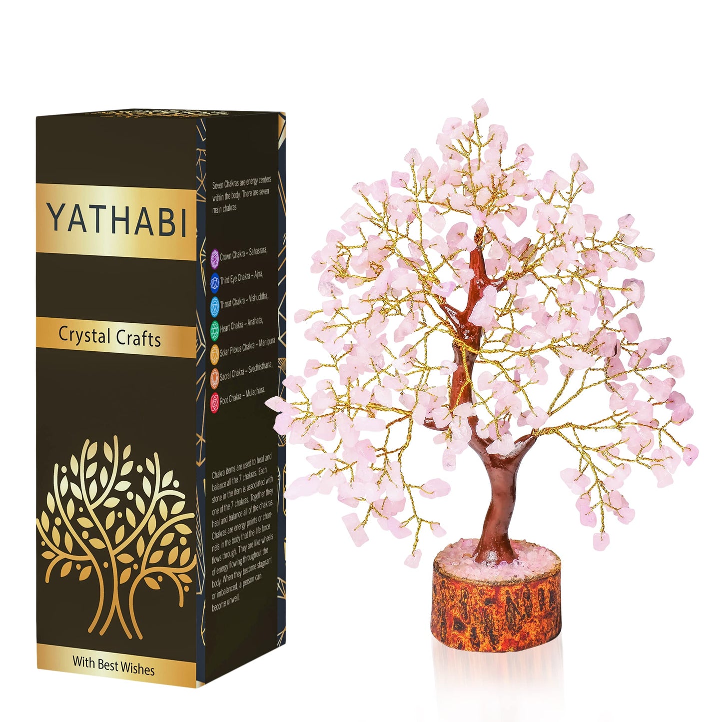 Rose Quartz Feng Shui Crystal Tree - Pink Spiritual Decor - Gemstone Bonsai Tree - Positive Energy Pink Desk Accessory