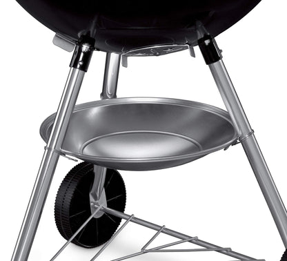 Weber Bar-B-Kettle Charcoal Barbecue/Porcelain-Enamelled Lid & Bowl, 57 cm Cooking Surface, Ash Collection Tray, Tripod Stand and Wheels, Black/Silver