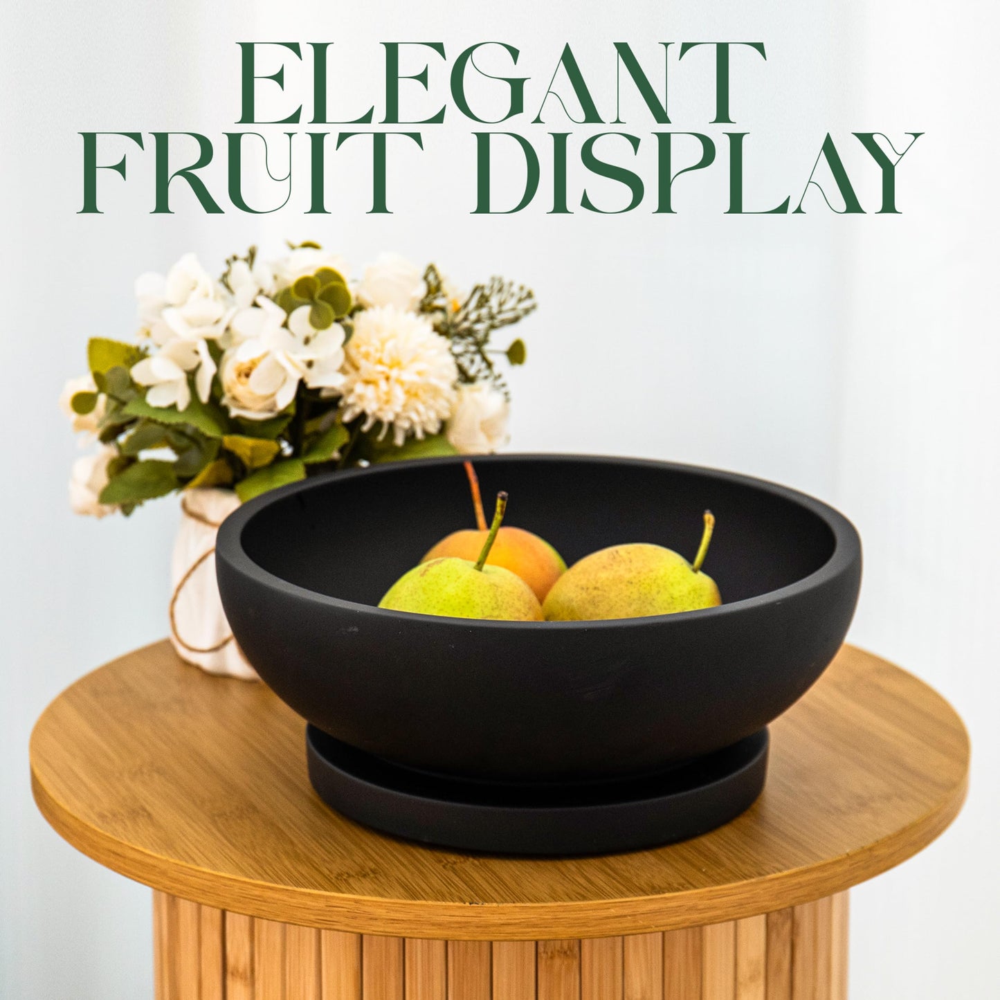 FUINTRA Decorative Concrete Fruit Bowl for Kitchen Counter – Elegant Pedestal Bowl with Smooth Finish for Home Decor | Handcrafted Key Bowl for Entryway Table, Coffee Table | 10.5in W x 4.25in L