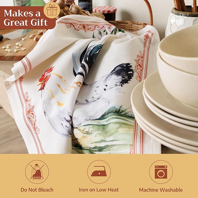 Maison d' Hermine Kitchen Towels Set of 2 100% Cotton 27.50" x 20" Reusable