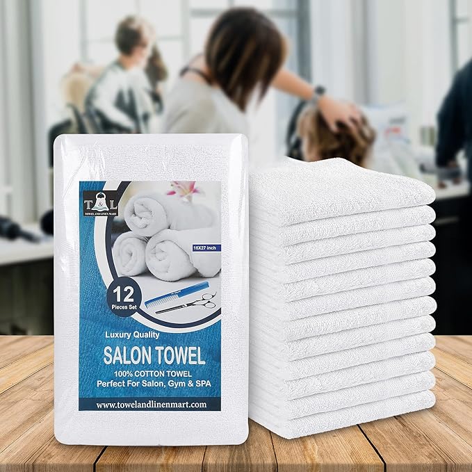 Towel and Linen Mart White Salon Towels, and Home Hair Care