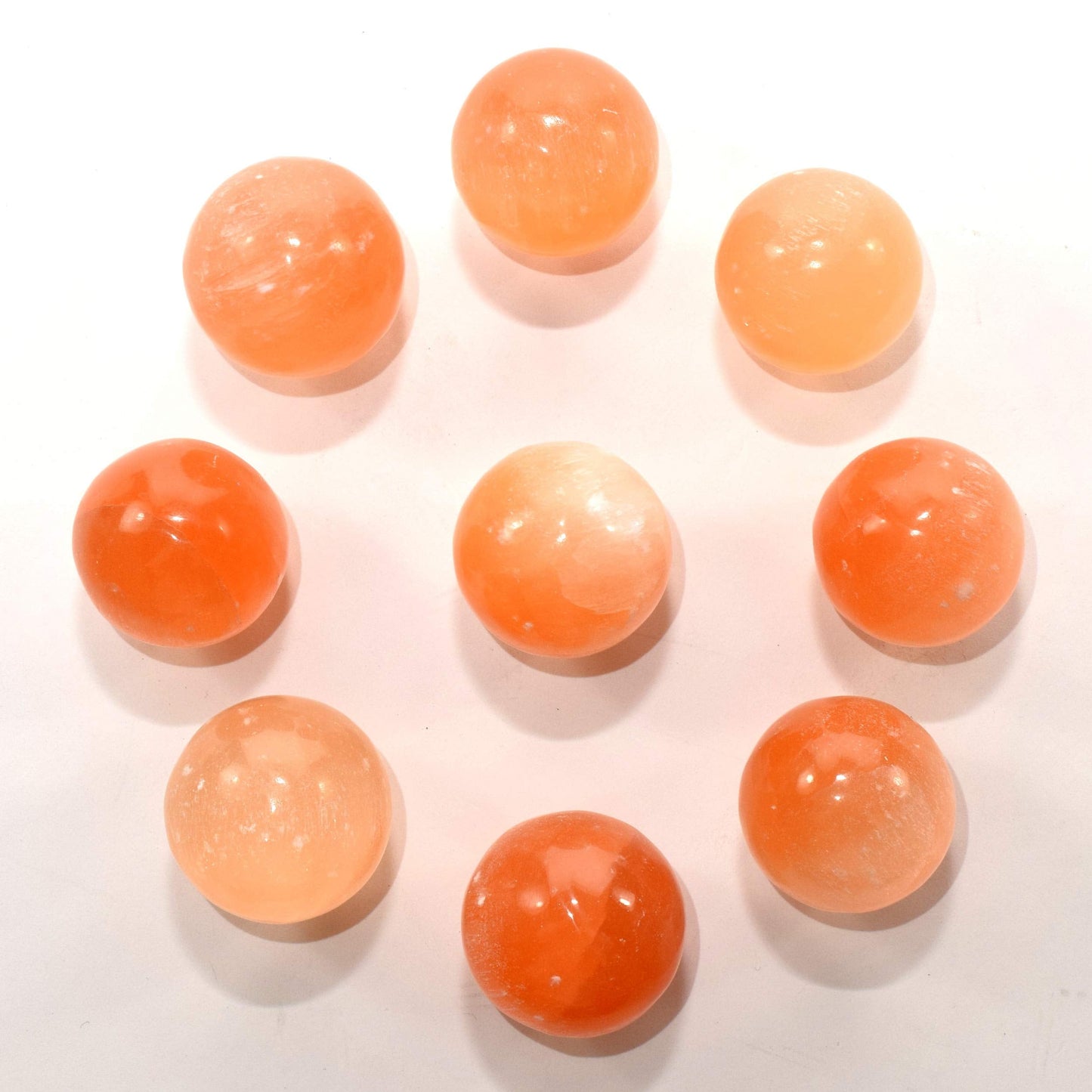 HQRP 40mm Natural Orange Selenite Sphere Polished Sparkling Gemstone Crystal Decor Mineral Ball from Morocco + Stand (1PC)
