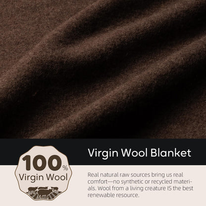 Molithe 100% Wool Blanket, 62" x 86", Warm, Thick, Washable, Military Wool Blanket, Great for Camping, Outdoors, Sporting Events, Survival Kits, Brown