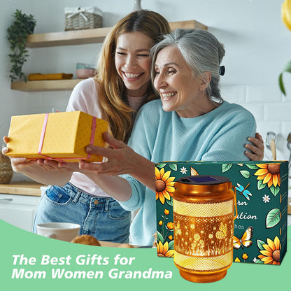 2 Pack Butterfly Solar Lanterns Outdoor Waterproof Garden Decor, Gifts for Mothers Day Women Mom Grandma Birthday, Metal Hanging Solar Lights for Outside Yard Patio Pathway Backyard Porch