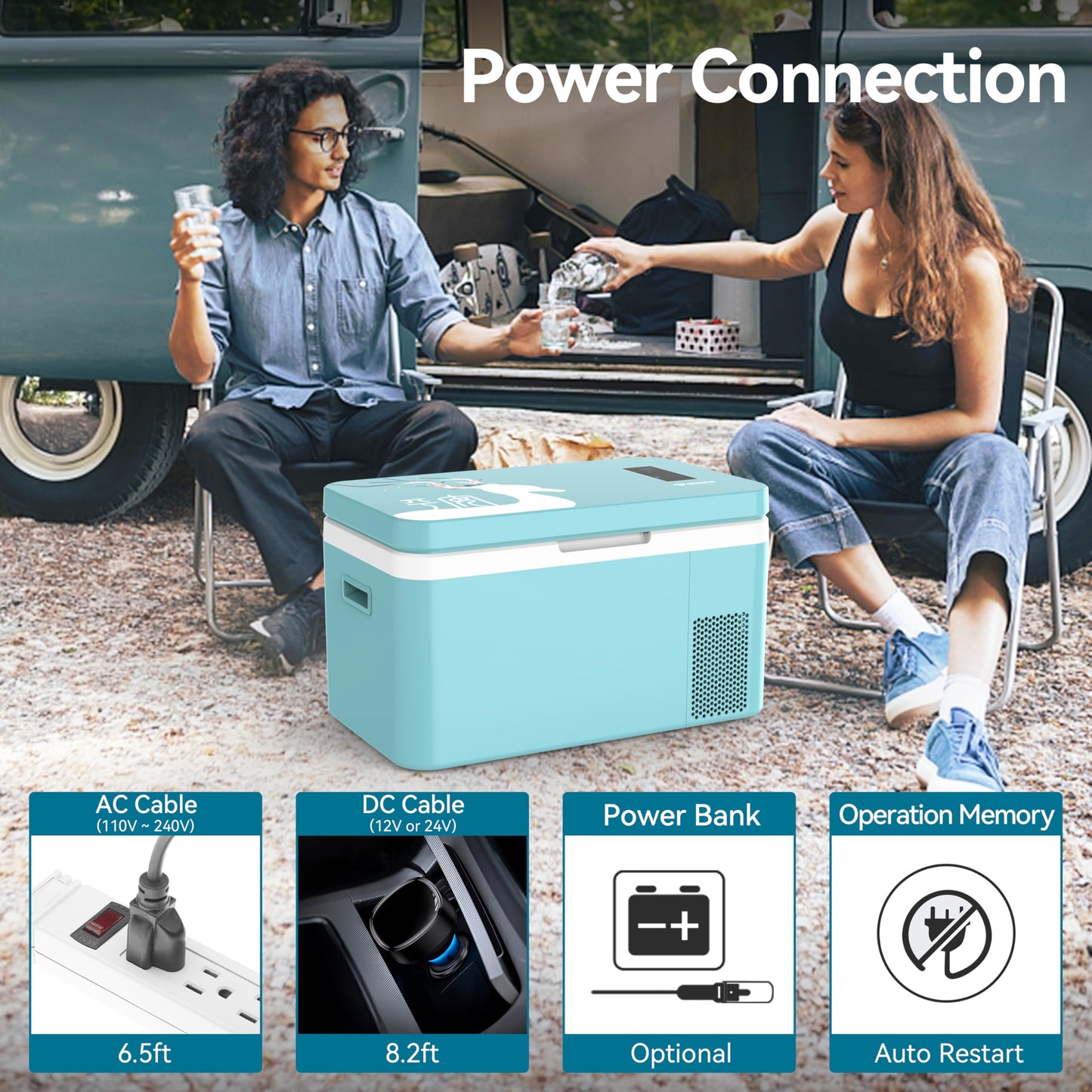 Megiu 12 Volt Car Refrigerator Dual Zone 25 Quart Portable Freezer 12V Fridge Compressor Cooler 12V/24V DC 110～240 Volt AC for Truck Van RV SUV and Home Use -18℃~+15℃ (Glass Door)