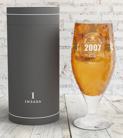 Insaxa 18th Birthday Gifts for Boys - Limited Edition 2007 Premium Quality Beer Glass (1 Pint / 580ml)
