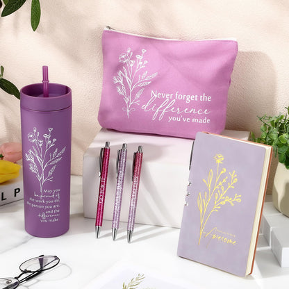 Funnymoom 6 Pcs Employees Appreciation Gift Set for Women, Teacher Principal Appreciation Gifts, Thank You Box for 16 oz Tumbler Makeup Bag Journal Pens Mother's Day for Nurse Mentor Coworke