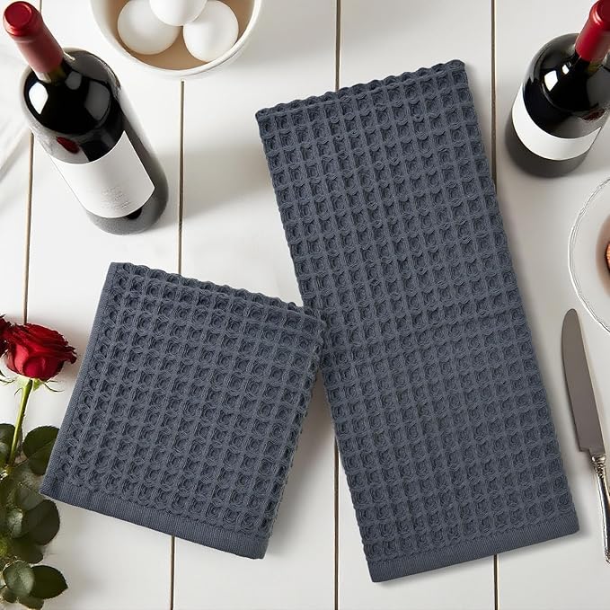 Jacquotha Waffle Hand Towels for Bathroom 2-Piece – Cotton Quick Dry Lint Free