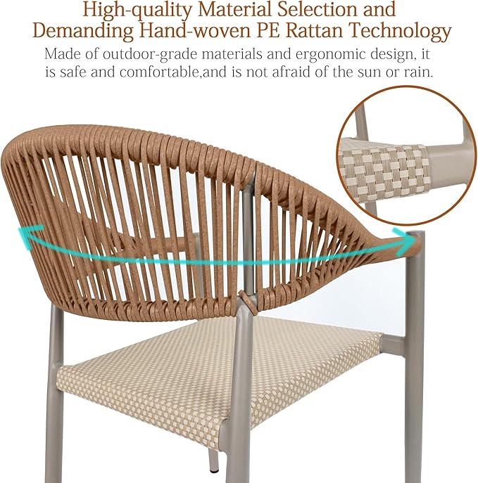 TWT Patio Dining Chairs Outdoor Stackable Dining Chairs for All Weather, Breathable Textilene Garden Outdoor Furniture for Backyard Deck (Brown, Set of 4)
