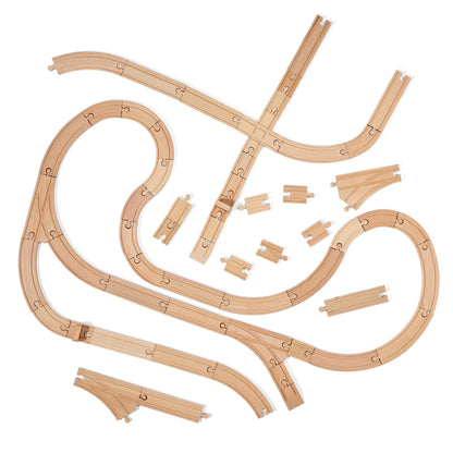THE TWIDDLERS - 192 Piece Wooden Train Track Expansion Pack, Large Set Compatible with All Major Brand Toy Trains - Wide Selection of Straight and Curved Track, Premium Wood Railway Accessories