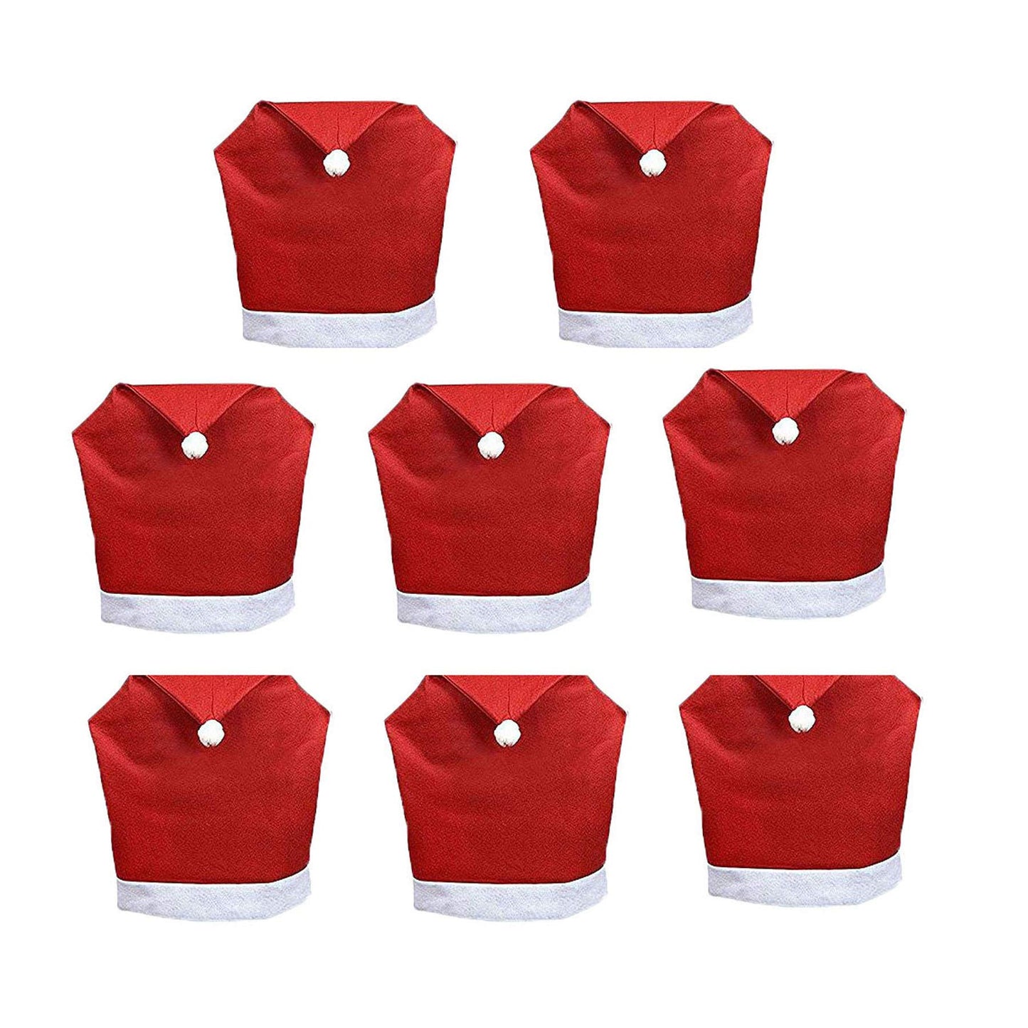 Mehome Santa Chair Covers Xmas Santa red hat Dining Chair Slipcovers Back Covers Christmas Chair Covers Set of 8 Slipcovers for Christmas Party Festive Decoration