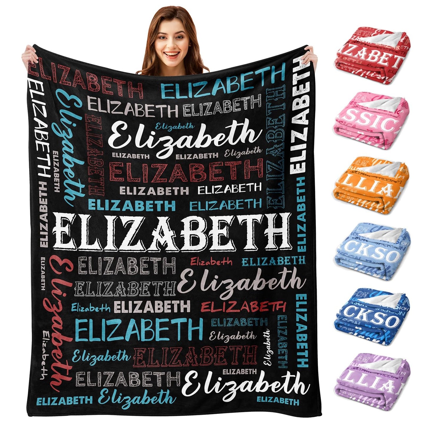 Custom Name Blanket, Personalized Throw Blanket with Names for Teen Girls Boys Kids, Customized Name Throw Blanket Customizable Gift for Kids Baby Adult Women Men Christmas Birthday - Printed in USA
