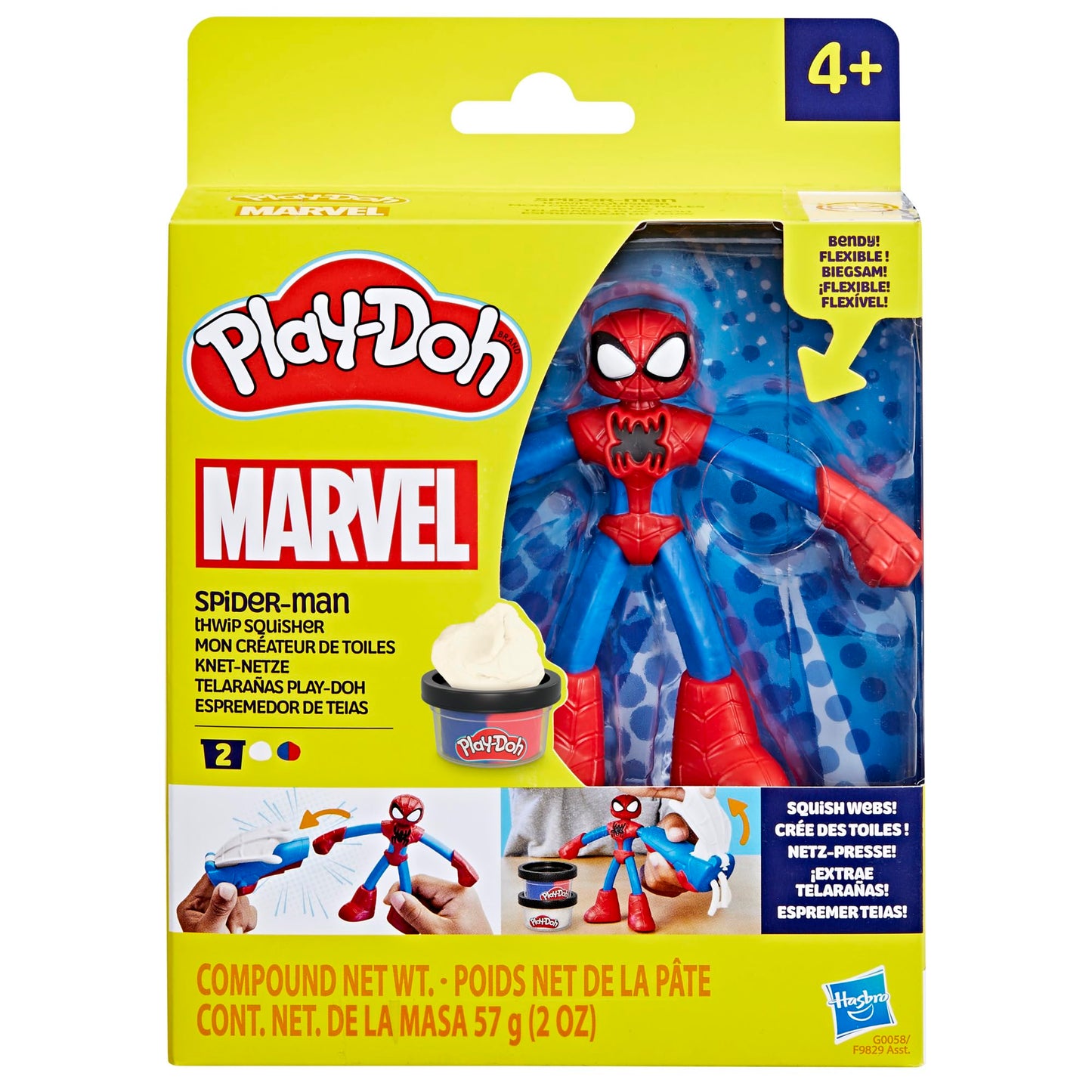 Play-Doh Marvel Spider-Man Thwip Squisher Set with Bendy Action Figure, Imagination Toys for 4 Year Old Boys and Girls and Up