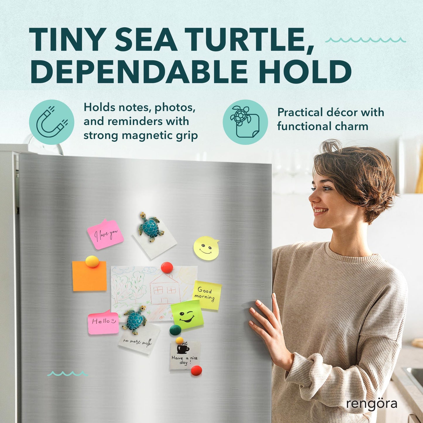 Blue Sea Turtle Magnet 3x2 Inches - 1 Pc Coastal Turtle Magnets for Fridge, Locker Magnets or Cute Car Magnet, for Home Office Beach Locker Decor, Coastal Themed Decorations for Ocean and Sea Lovers