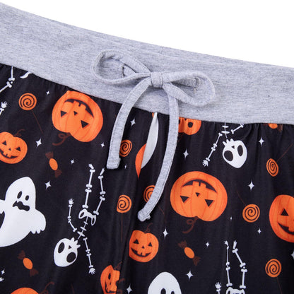 ALISISTER Halloween Pajama Pants for Women Wide Leg Pumpkin Print Comfy Sleepwear Skull Ghost Lounge Drawstring Sleep Bottoms Size S Orange