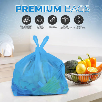 FERRIS | 200pk Strong Large Vest Carrier Bags with Handles | Multi-Purpose Heavy Duty Plastic Bags 11 x 17 x 21 | Use for Shopping, Market-Stalls, Takeaway, Groceries or General use in Kitchen (Blue)