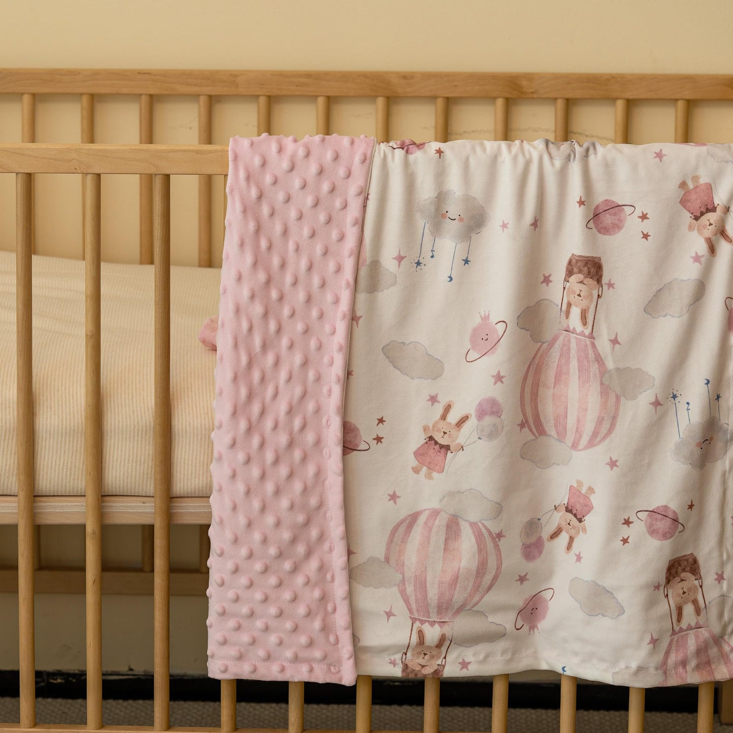 CIVARUA KIDS Minky Baby Blanket Pink Cute Bunny Blanket, Soft Cozy Nursery Blanket for Girls Boys, Fluffy Toddler Infants Warm Nursery Bed Blankets for Crib Stroller or Carseat, 30x40 Inches, Pink