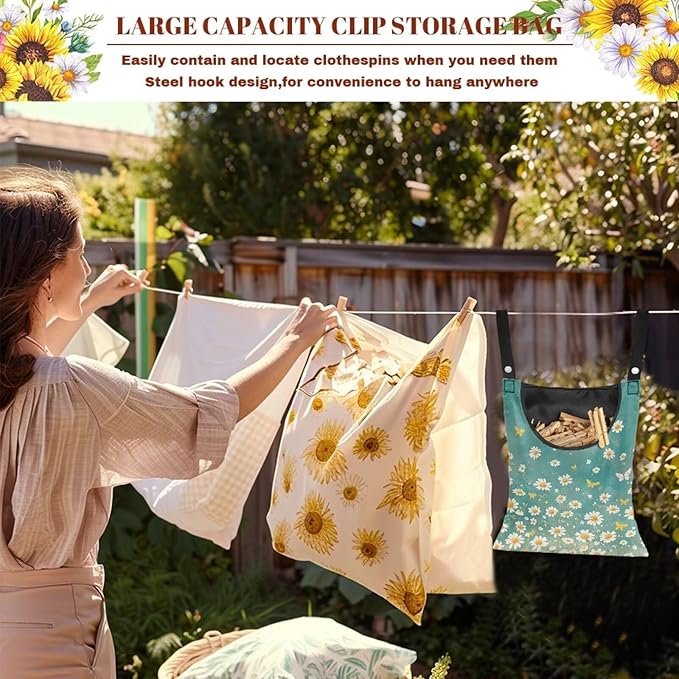 Clothespin Bag for Clothes Pin Holder for Outside and Clothes Line Pins