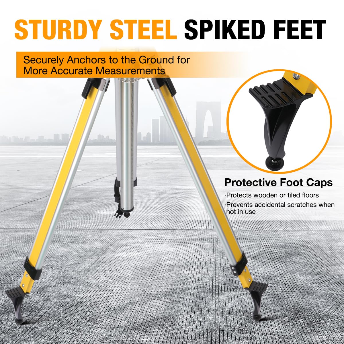MOETER Heavy Duty Elevator Tripod for Laser Level, Adjustable Legs Surveying Tripod, 43.3" to 106.3" Height Adjustable for Cross & Rotary Lasers, Auto Levels, Theodolites, and Total Stations