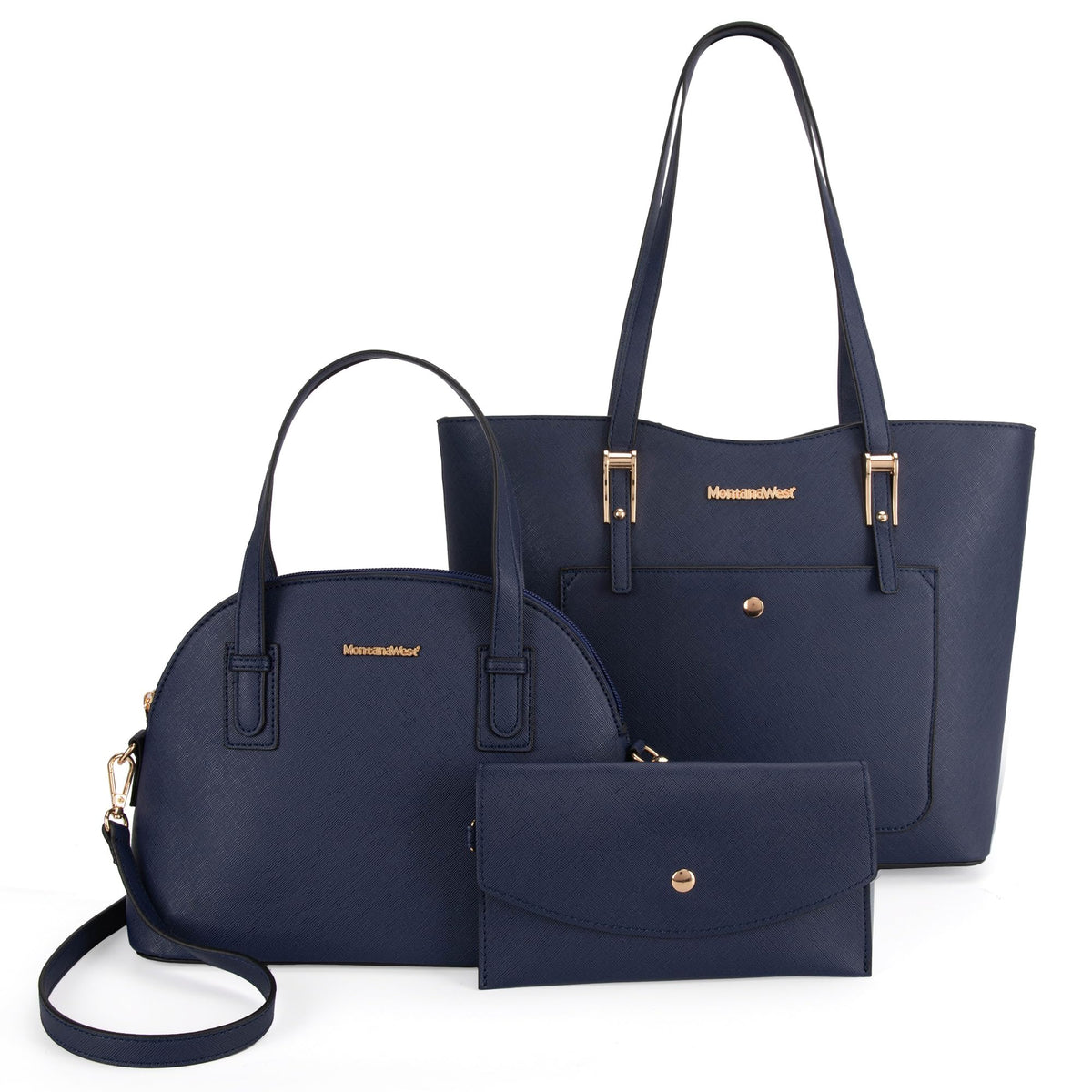 Montana West 3PCS Purses for Women Tote Bag and Wallet Set Shoulder Satchel Crossbody Bags Leather Handbag for Gift Travel Casual Work MWC3-201NY
