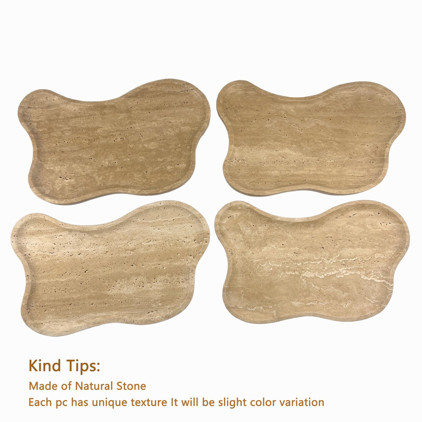 Cloud Shape 100% Natural Travertine Tray Luxury Travertine Vanity Organizer for Bathroom Kitchen Counter, Decorative Tray for Dresser Home Décor, 13.3x8.3x0.7 inches
