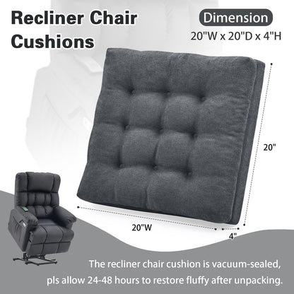 TANYOO Recliner Seat Cushion for Elderly - Patented Dual Design for Sagging Recliner Replacement & Easy Get Up, Booster Cushion Relieves Back Pain from Sofa, Couch, Chair 20x20x4 Inches Dark Grey