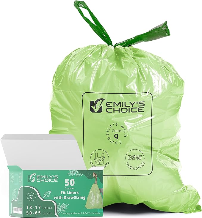 Emily's Choice Biodegradable Trash Bag Code Q, Heavy Duty Tall Trash Bag