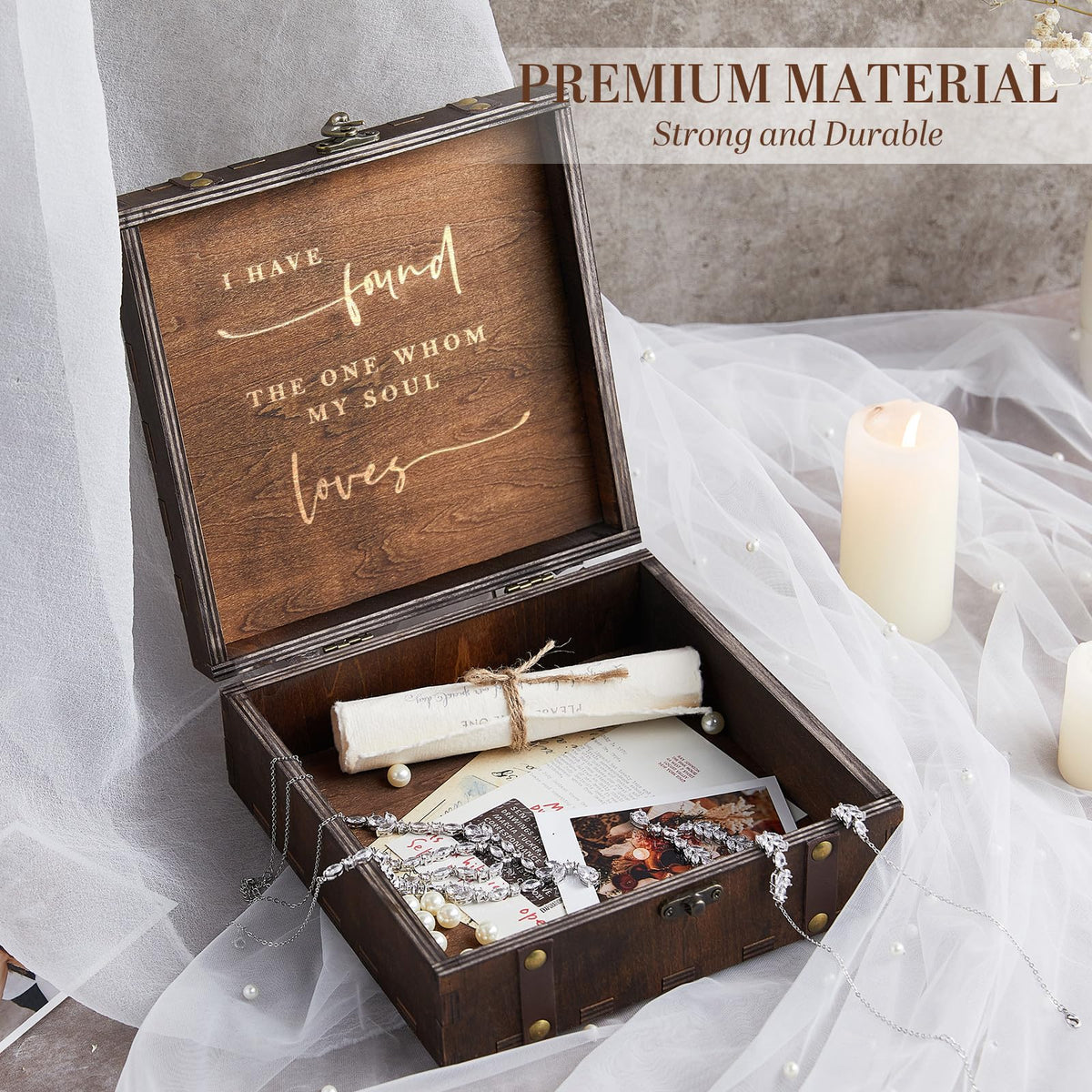 AW BRIDAL Mr and Mrs Wedding Keepsake Box for Couples, Bridal Shower Gifts for Bride to Be, 2026 Engagement Gift for Newly Engaged Couple, Wooden Memory Boxes with Lids