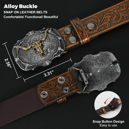 Western Leather Buckle Belt for Men Women Cowboy Cowgirl Mens Leather Belt for Jeans Christmas Hallowmas Men's Belt present