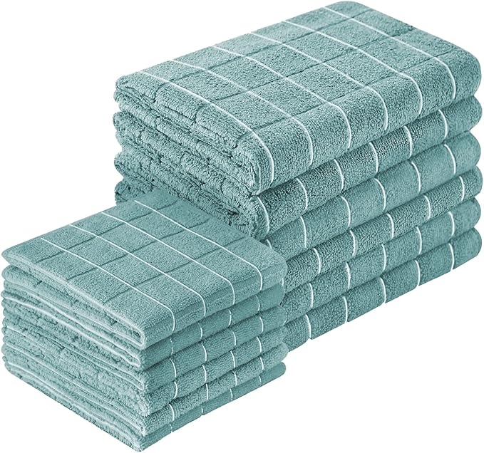 Microfiber Kitchen Towels and Dishcloths Set, 26 X 18 Inch and 12 X 12 Inch